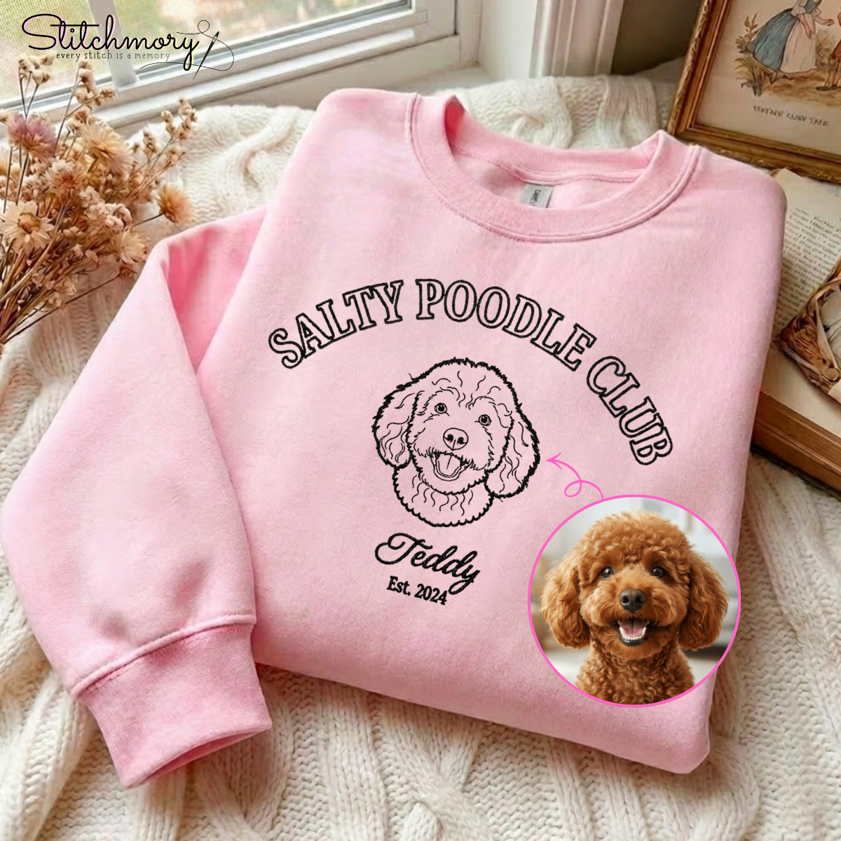 Salty Dog Club Custom Golden Retriever Embroidered Sweatshirt, Personalized Dog Sweatshirt