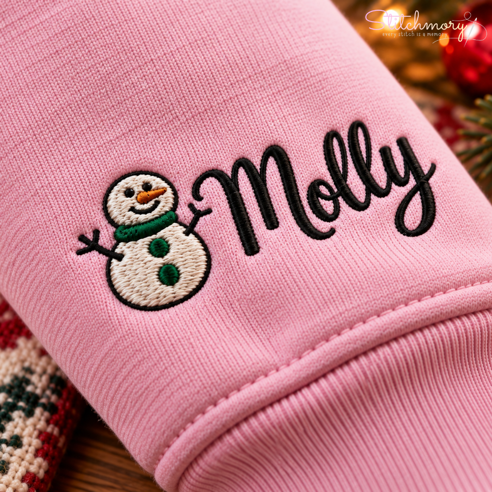 Beagle Christmas Charm Necklace Embroidered Sweatshirt with Custom Name