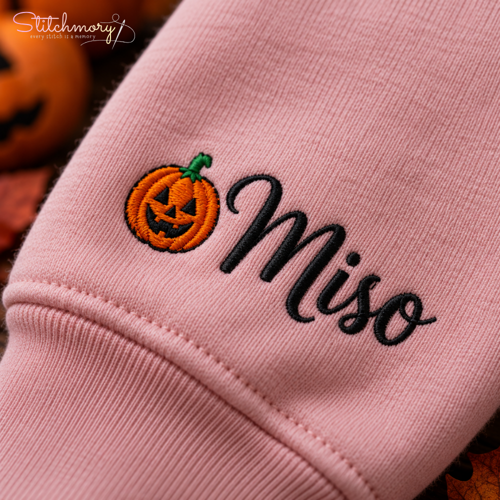 Beagle Halloween Charm Necklace Embroidered Sweatshirt with Custom Name