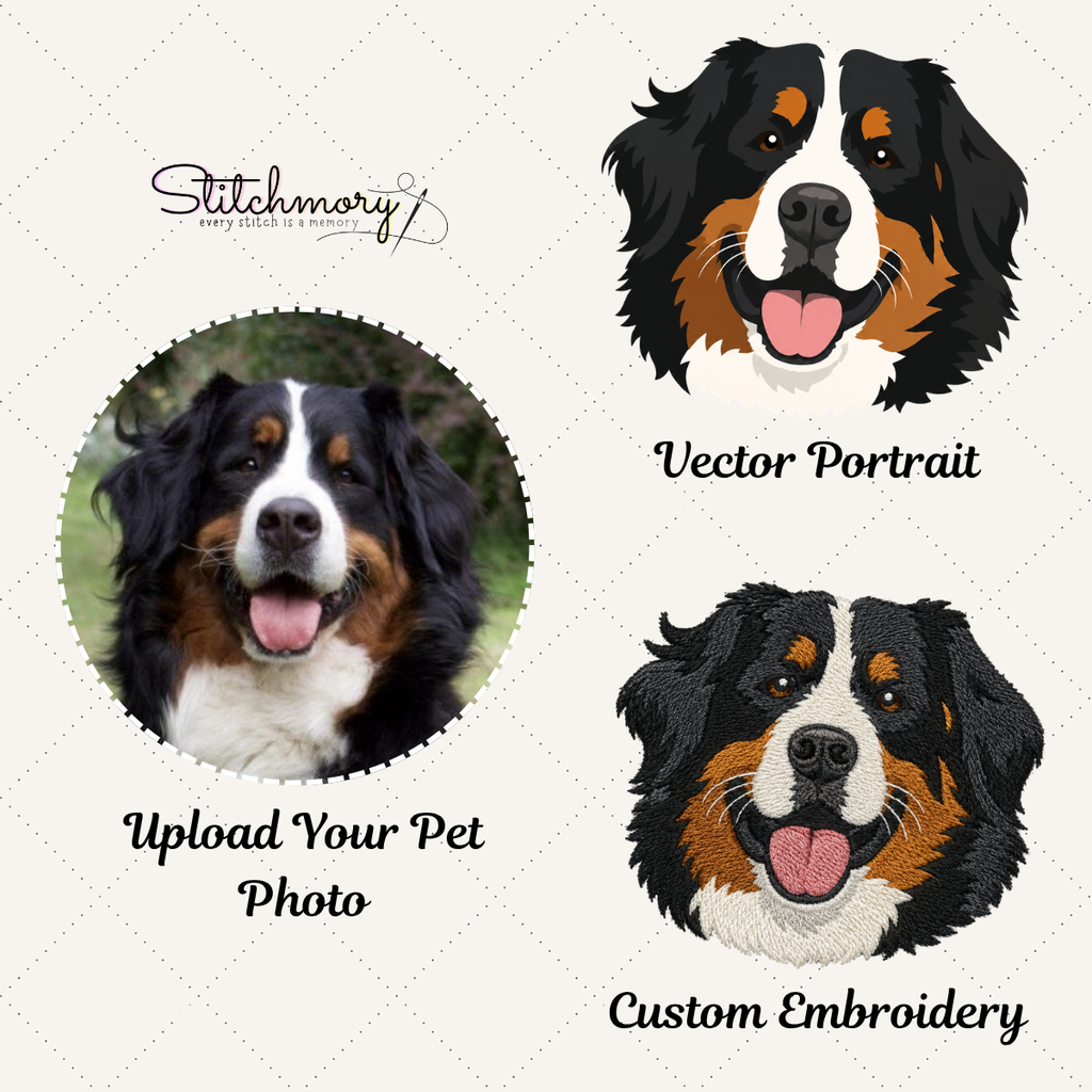 Personalized Bernese Mountain Dog Varsity Embroidered Sweatshirt with Name & EST Year, Custom Pet Portrait