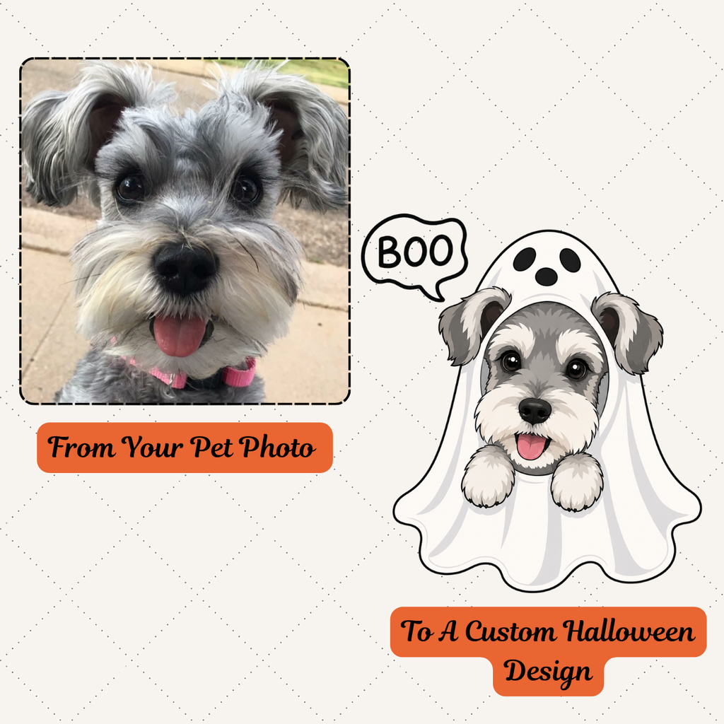 Personalized Halloween BOO Ghost Pet Embroidered Sweatshirt, Custom Pet Portrait with Name