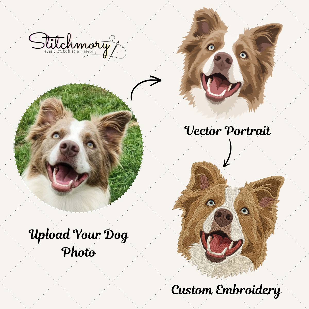Personalized Border Collie Varsity Embroidered Hoodie with Name & EST Year, Custom Pet Portrait