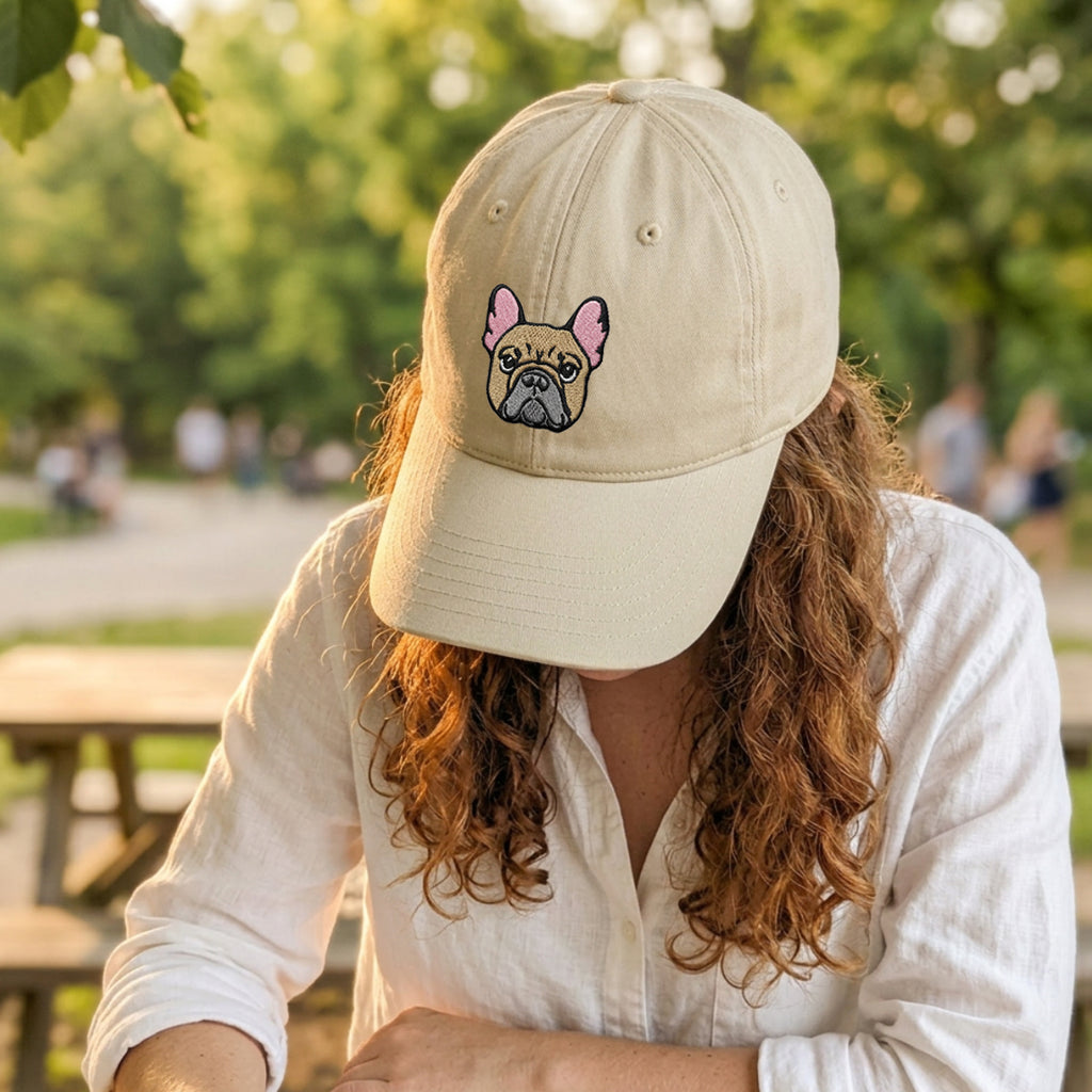 Custom French Bulldog Embroidered Hat, Personalized Pet Portrait Baseball Cap, Gifts For Dog Lovers