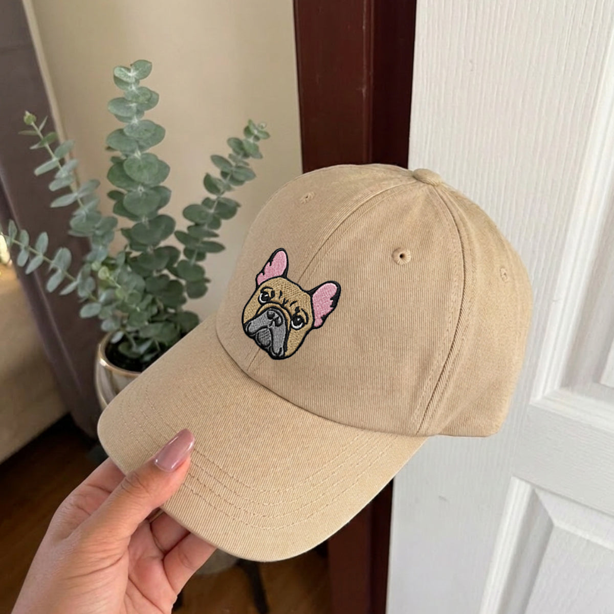 Custom French Bulldog Embroidered Hat, Personalized Pet Portrait Baseball Cap, Gifts For Dog Lovers