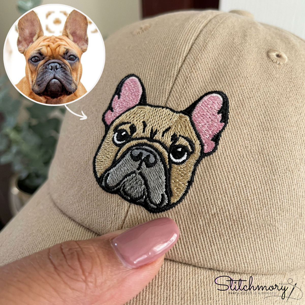 Custom French Bulldog Embroidered Hat, Personalized Pet Portrait Baseball Cap, Gifts For Dog Lovers