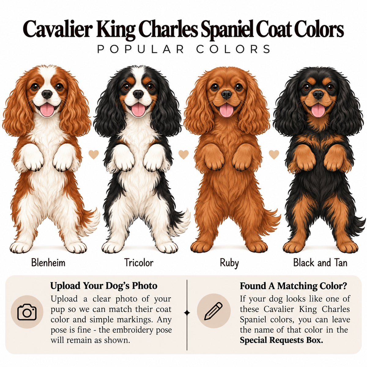 Cavalier King Charles Spaniel Christmas Charm Necklace Embroidered Sweatshirt With Custom Name