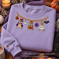 Corgi Halloween Charm Necklace Embroidered Sweatshirt With Custom Name