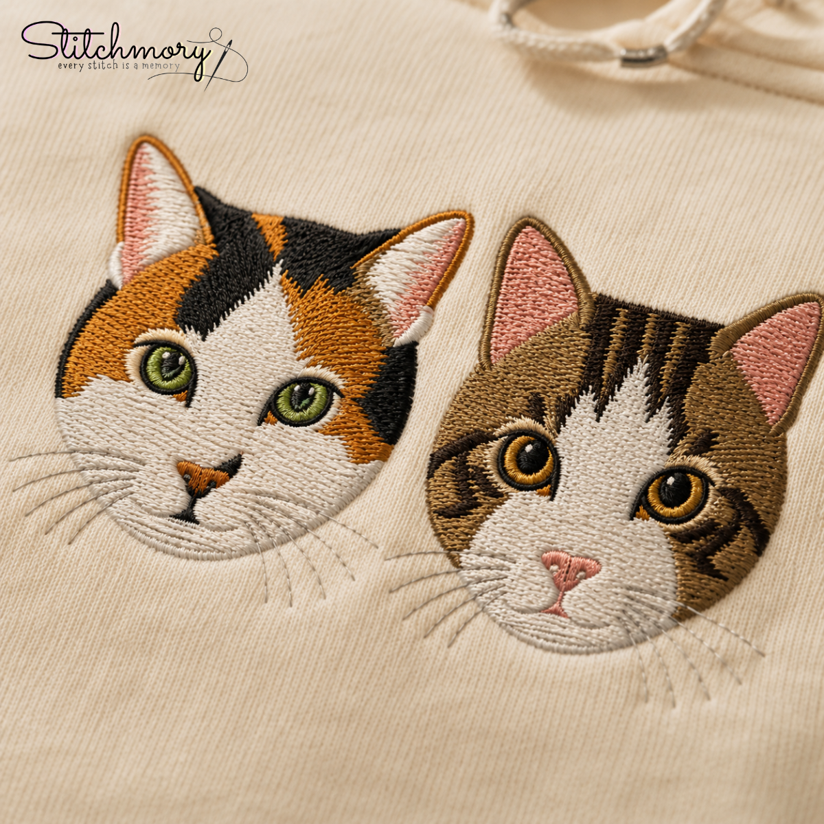 Custom Two Pet Embroidered Hoodie with Names, Personalized Pet Portrait Hoodie