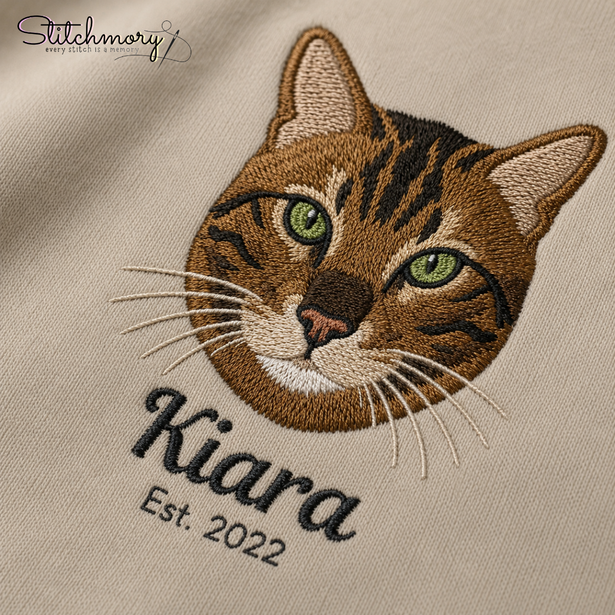 Custom Bengal Cat Embroidered Hoodie, Personalized Custom Pet Portrait with Name, Custom Cat Embroidered Hoodie
