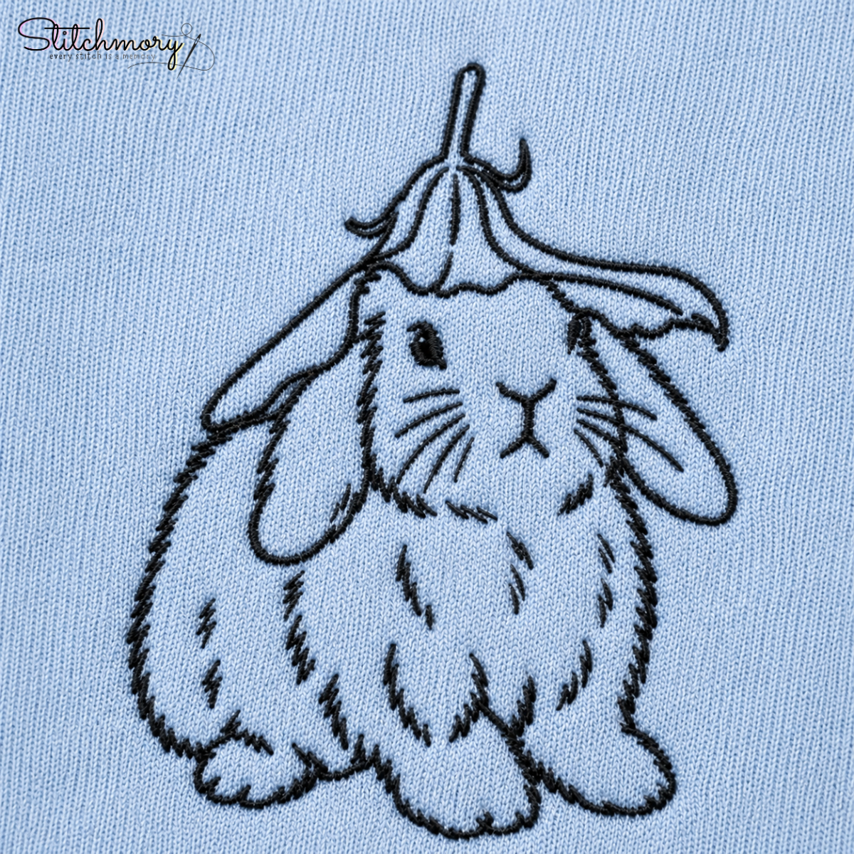 Personalized Bunny Minimal Line Art Embroidered Sweatshirt with Name, Custom Rabbit Portrait