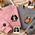 Custom Cavalier King Charles Spaniel Embroidered Sweatshirt – Personalized Dog Portrait Sweatshirt