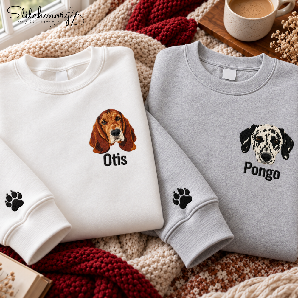 Custom Dalmatian Dog Portrait Embroidered Sweatshirt – Personalized From Your Dog Photos