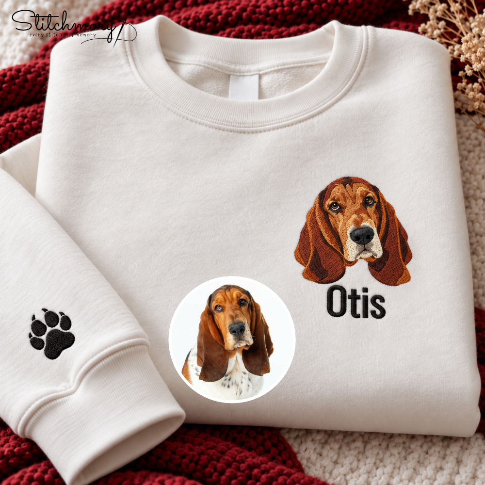 Custom Dalmatian Dog Portrait Embroidered Sweatshirt – Personalized From Your Dog Photos