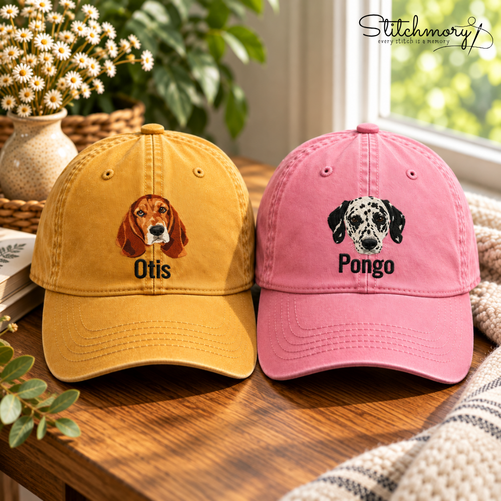 Custom Dalmatian Portrait Embroidered Baseball Cap – Personalized Dog Photo & Name Hat