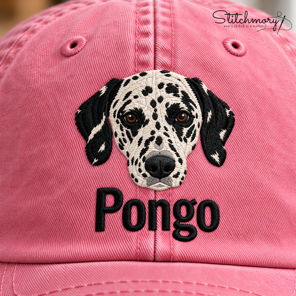 Custom Dalmatian Portrait Embroidered Baseball Cap – Personalized Dog Photo & Name Hat