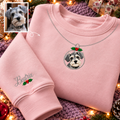 Custom Dog Christmas Ornament Necklace Embroidered Sweatshirt – Personalized Pet Photo & Name