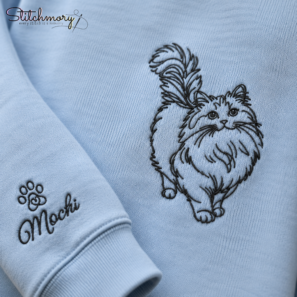 Custom Full Body Pet Outline Embroidered Sweatshirt | Personalized Dog & Cat Portrait