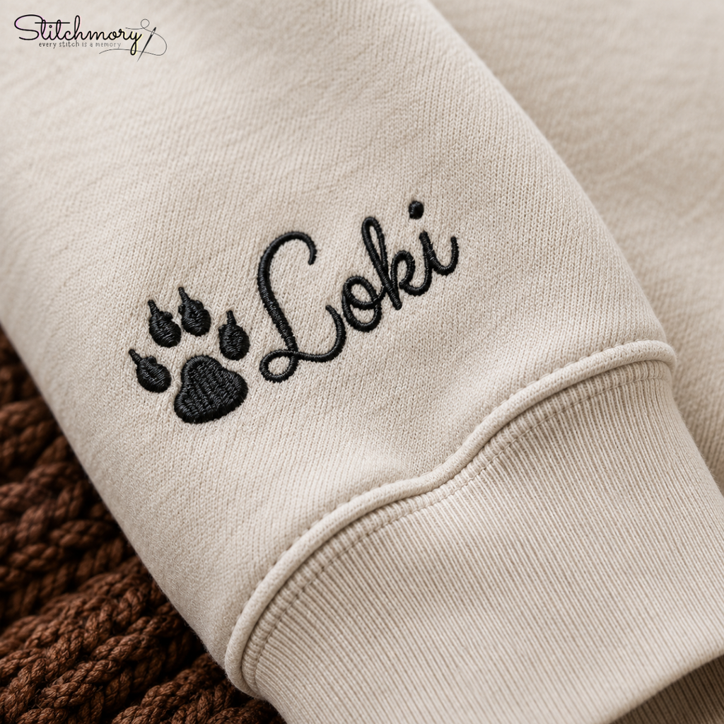 Custom Husky Minimal Outline Embroidered Sweatshirt, Personalized Dog Portrait Gift