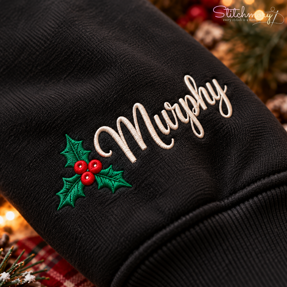 Custom Pet Portrait Merry Christmas Embroidered Sweatshirt with Name, Gifts For Pet Lovers