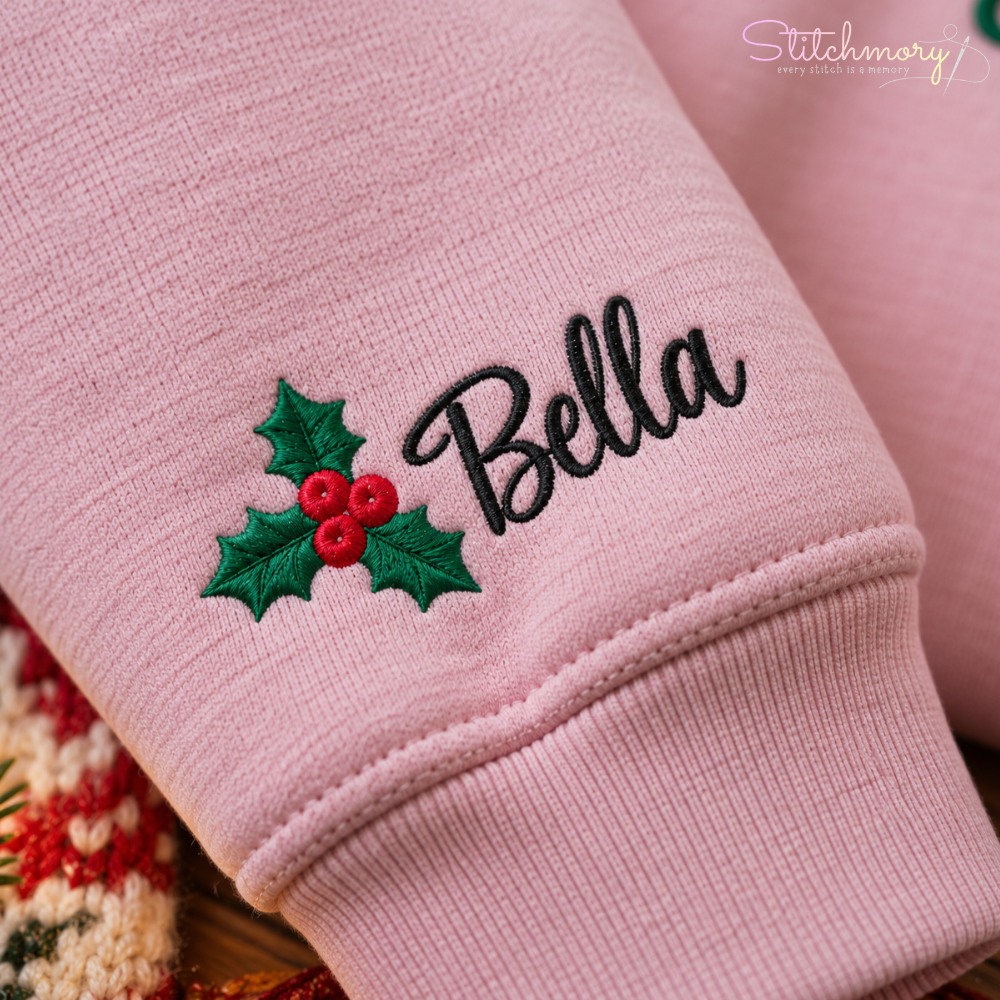 Custom Pet Portrait Merry Christmas Embroidered Sweatshirt with Name, Gifts For Pet Lovers