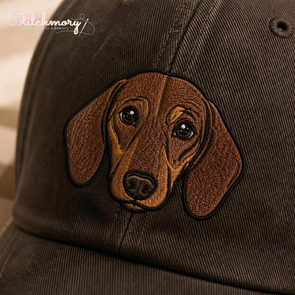 Custom Dachshund Embroidered Hat, Personalized Pet Portrait Baseball Cap, Premium Gifts For Dog Lovers