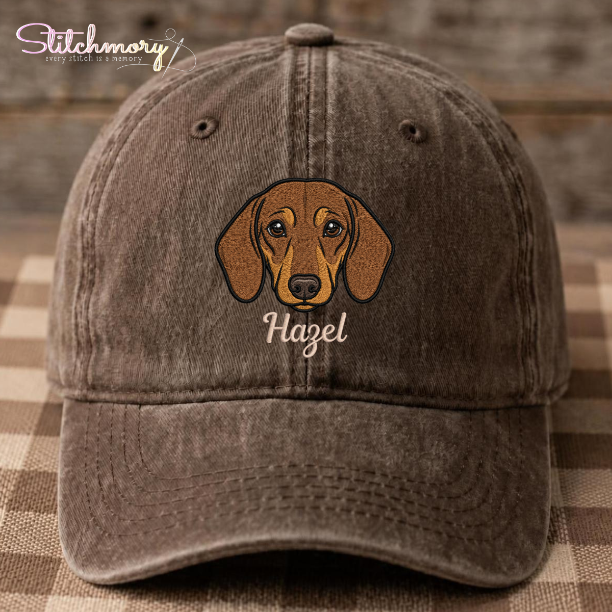 Custom Dachshund Embroidered Hat, Personalized Pet Portrait Baseball Cap, Premium Gifts For Dog Lovers