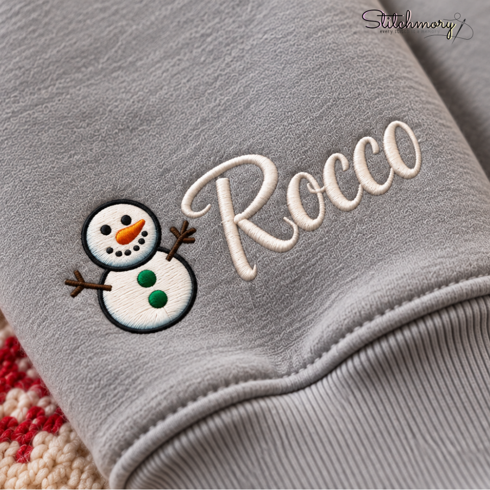 French Bulldog Christmas Charm Necklace Embroidered Sweatshirt With Custom Name