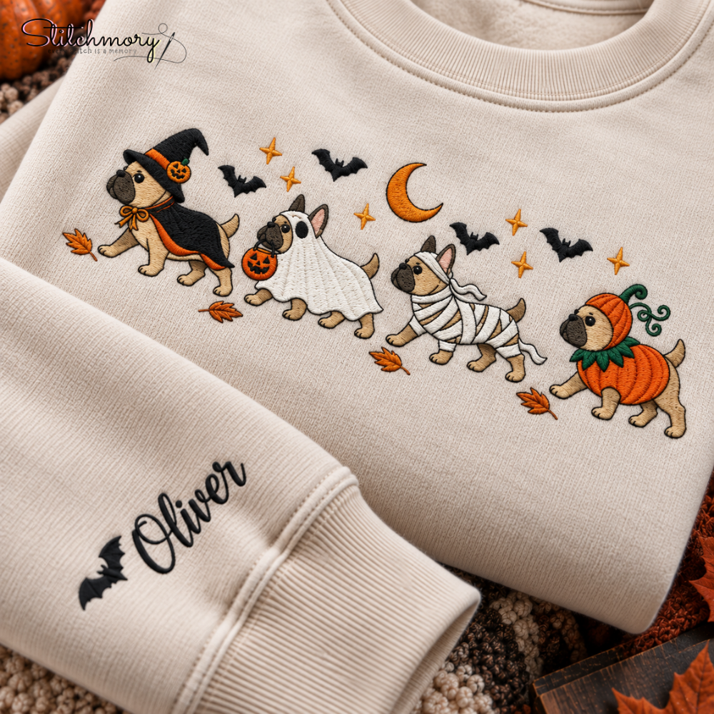 Personalized French Bulldog Halloween Embroidered Sweatshirt, Halloween Dog Lover Gift (Copy)