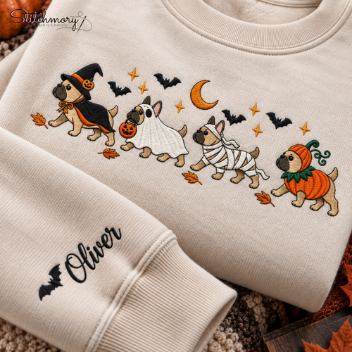 Personalized French Bulldog Halloween Embroidered Sweatshirt, Halloween Dog Lover Gift (Copy)