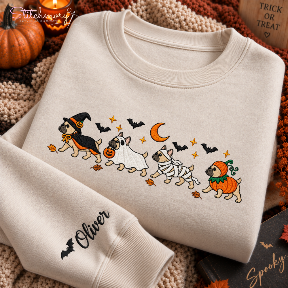 Personalized French Bulldog Halloween Embroidered Sweatshirt, Halloween Dog Lover Gift (Copy)