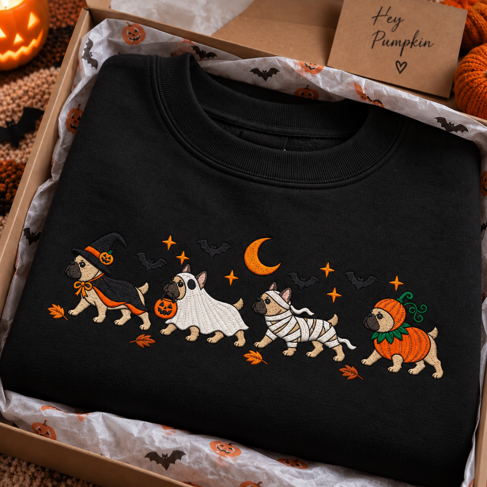 Personalized French Bulldog Halloween Embroidered Sweatshirt, Halloween Dog Lover Gift (Copy)