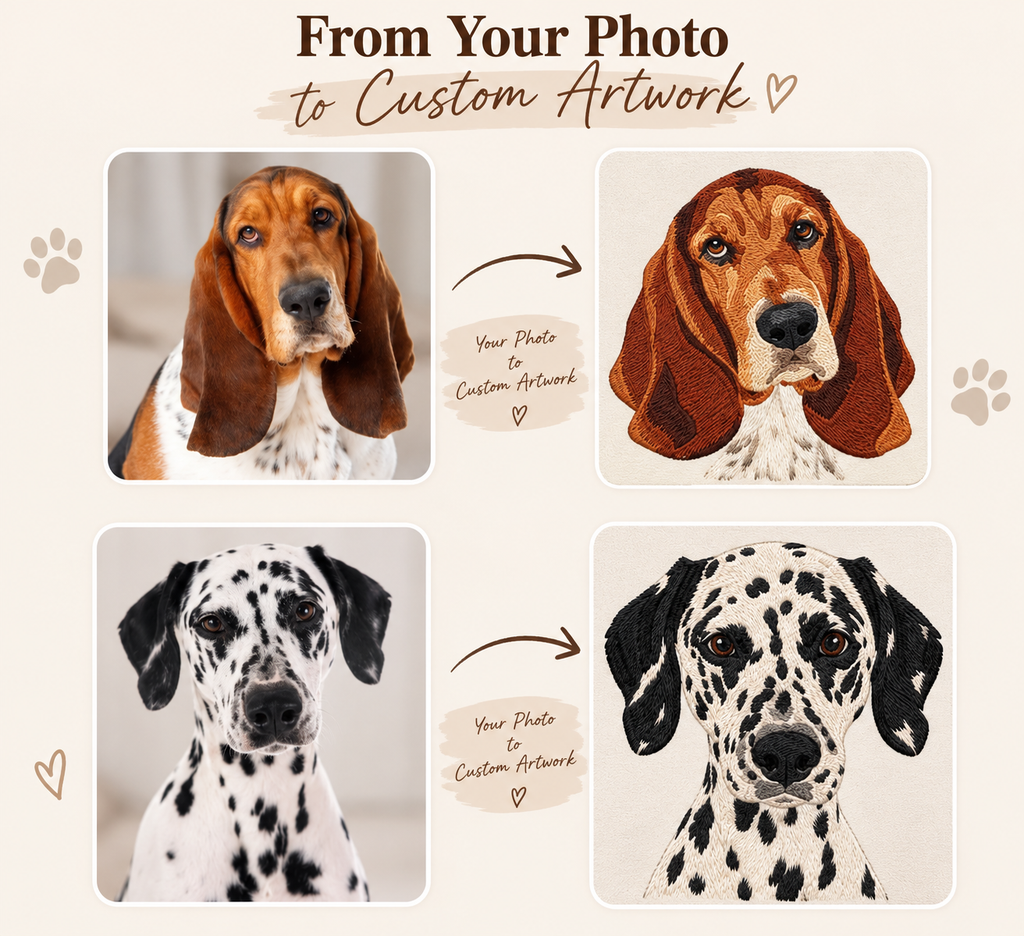 Custom Dalmatian Dog Portrait Embroidered Sweatshirt – Personalized From Your Dog Photos