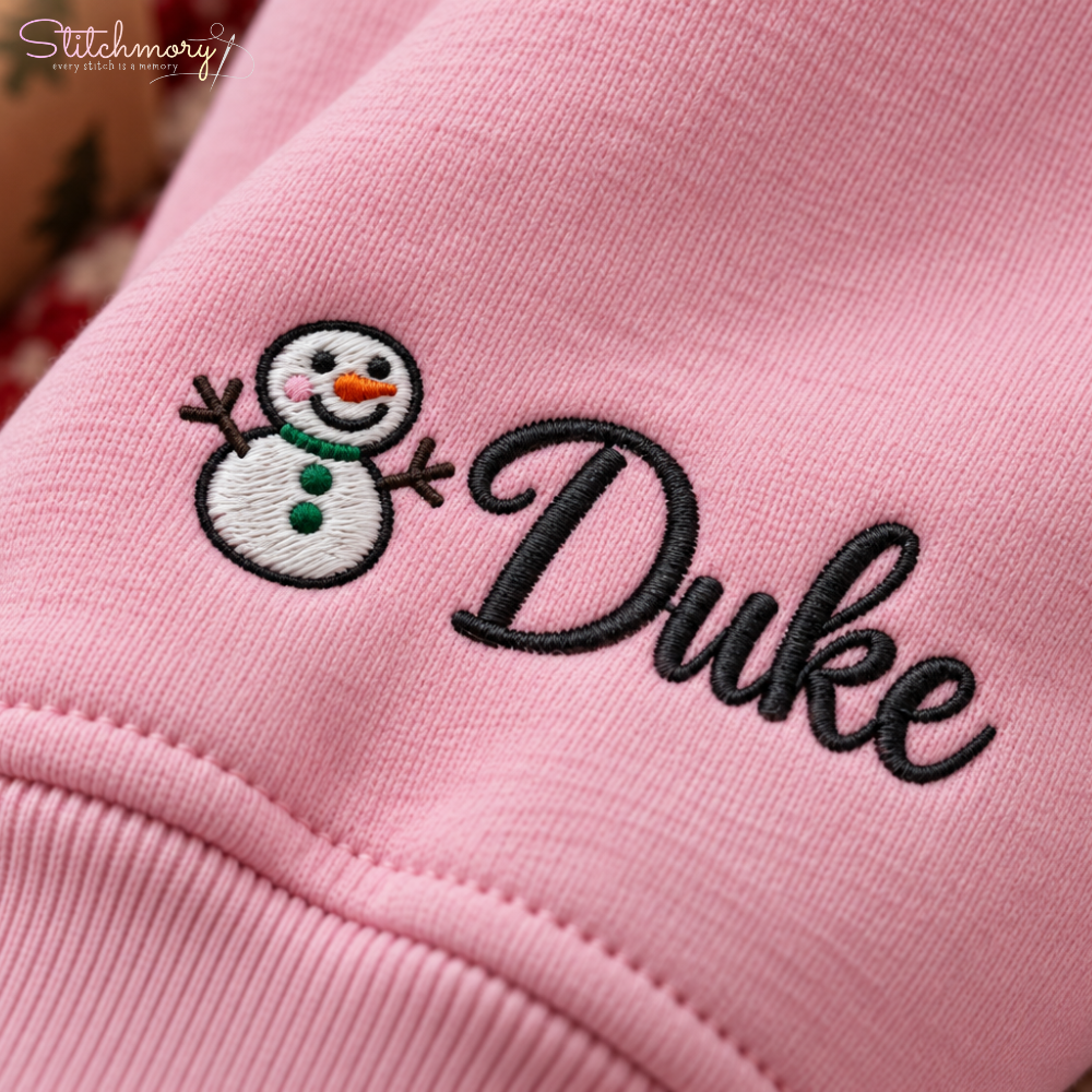 German Shepherd Christmas Charm Necklace Embroidered Sweatshirt With Custom Name