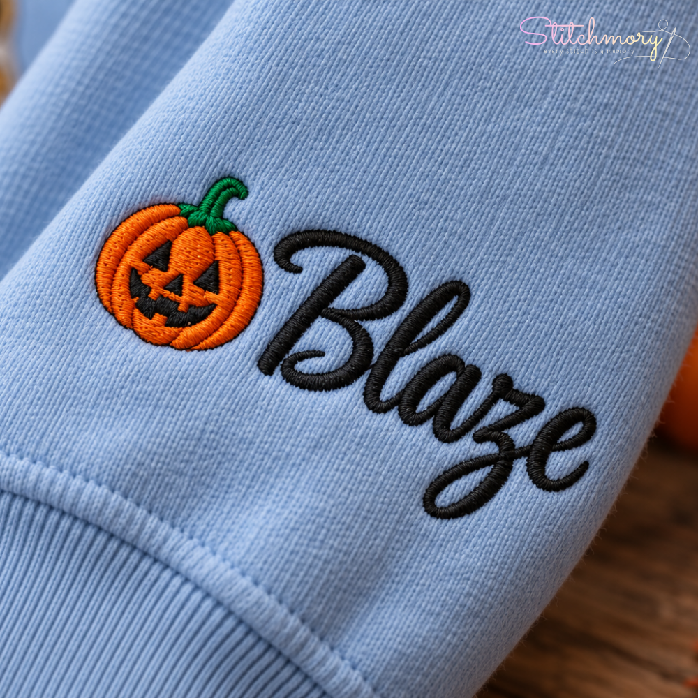 German Shepherd Halloween Charm Necklace Embroidered Sweatshirt With Custom Name