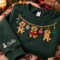 Golden Retriever Christmas Charm Necklace Embroidered Sweatshirt With Custom Name, Gifts For Goldie Lovers