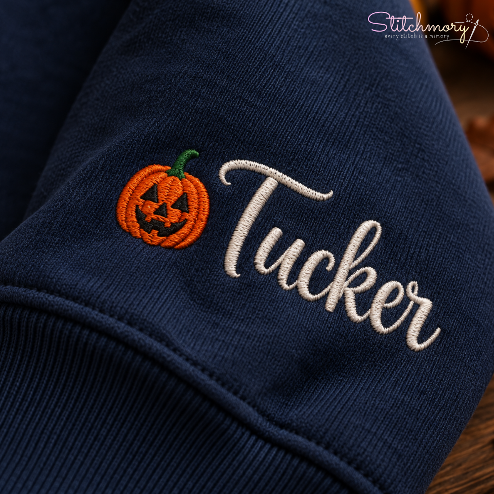 Golden Retriever Halloween Charm Necklace Embroidered Sweatshirt With Custom Name