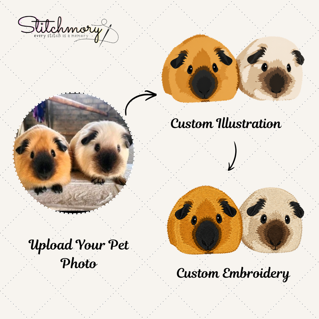 Custom Guinea Pig Embroidered Sweatshirt, Personalized Pet Portrait Crewneck, Custom Pet Embroidery