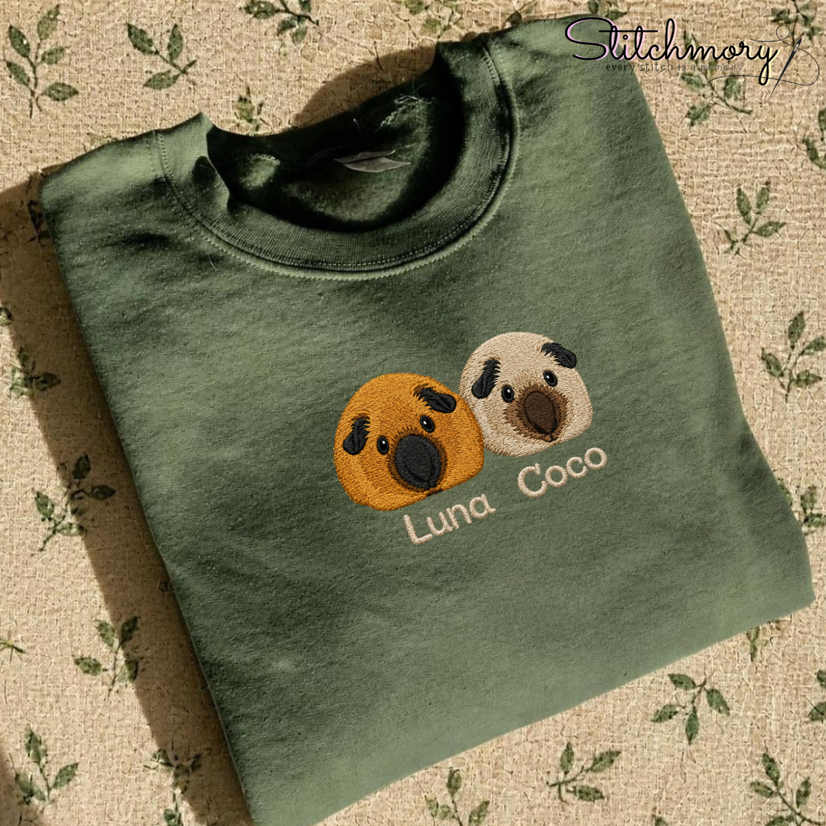 Custom Guinea Pig Embroidered Sweatshirt, Personalized Pet Portrait Crewneck, Custom Pet Embroidery