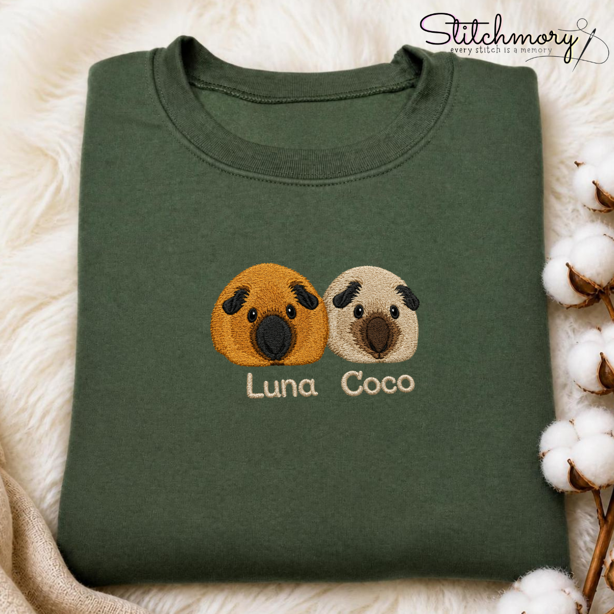 Custom Guinea Pig Embroidered Sweatshirt, Personalized Pet Portrait Crewneck, Custom Pet Embroidery