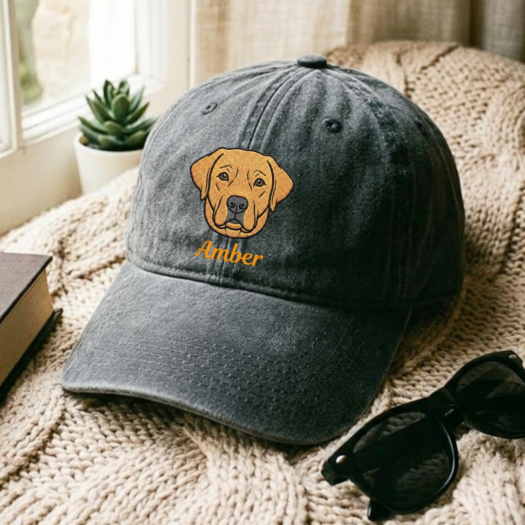 Custom Labrador Retriever Embroidered Hat, Personalized Pet Portrait Baseball Cap, Gifts For Dog Lovers