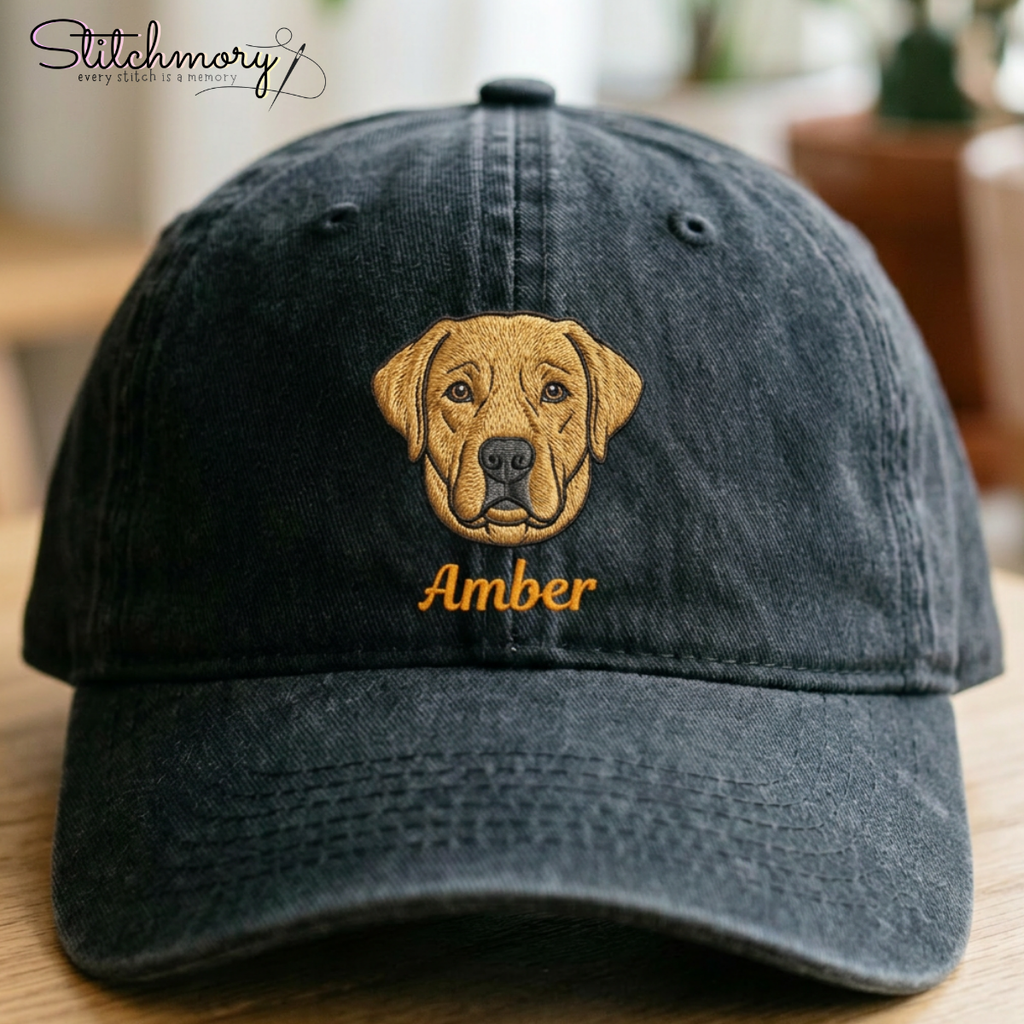 Custom Labrador Retriever Embroidered Hat, Personalized Pet Portrait Baseball Cap, Gifts For Dog Lovers