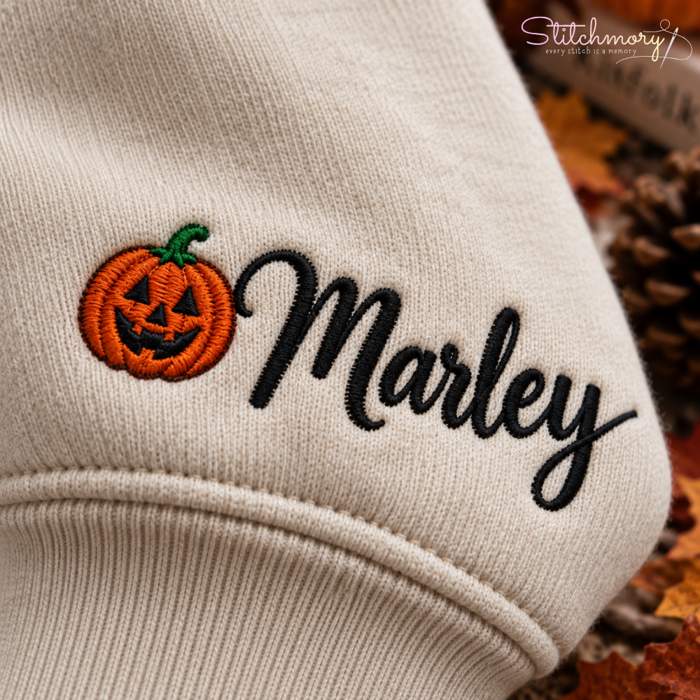 Labrador Retriever Halloween Charm Necklace Embroidered Sweatshirt With Custom Name