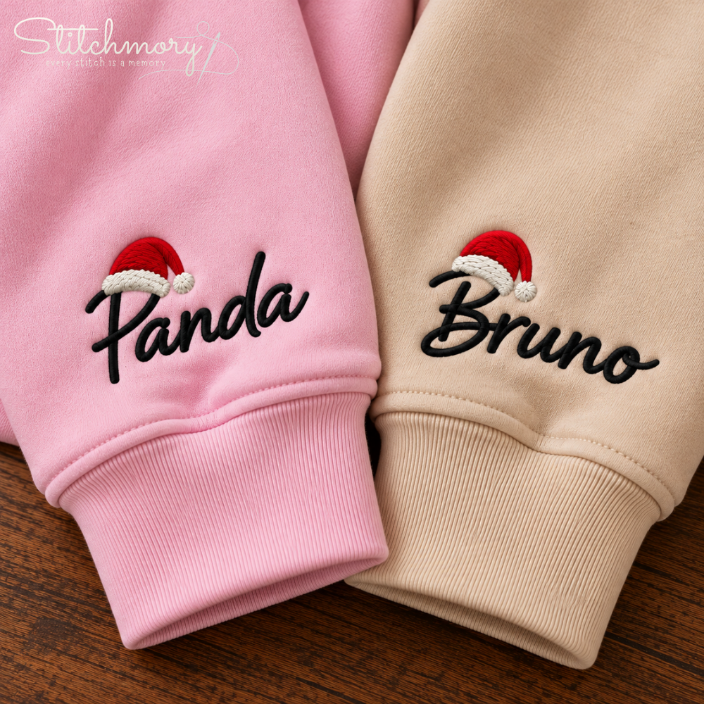 Merry Christmas Custom Pet Portrait Embroidered Sweatshirt – Personalized Pet Photo & Name