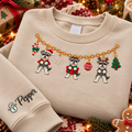 Miniature Schnauzer Christmas Charm Necklace Embroidered Sweatshirt With Custom Name