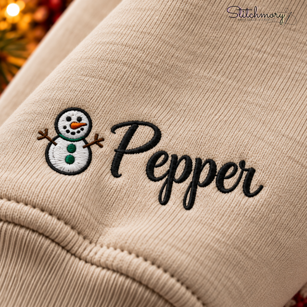 Miniature Schnauzer Christmas Charm Necklace Embroidered Sweatshirt With Custom Name