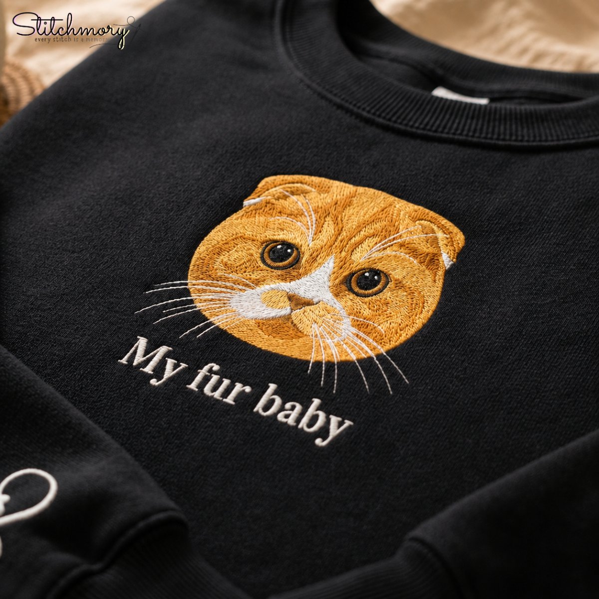 My Fur Baby Embroidered Sweatshirt, Custom Pet Portrait from Photo, Personalized Cat Gift