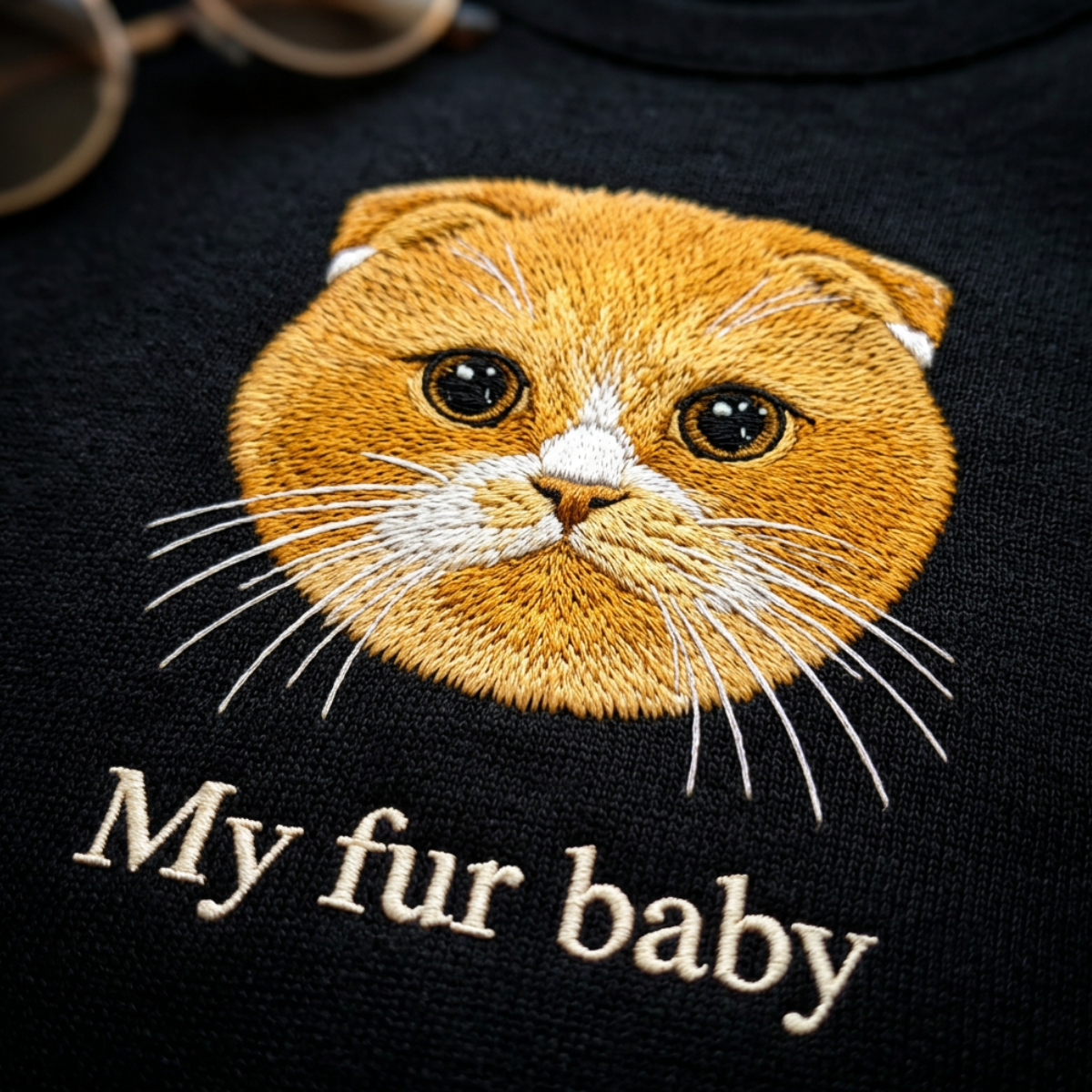 My Fur Baby Embroidered Sweatshirt, Custom Pet Portrait from Photo, Personalized Cat & Dog Gift
