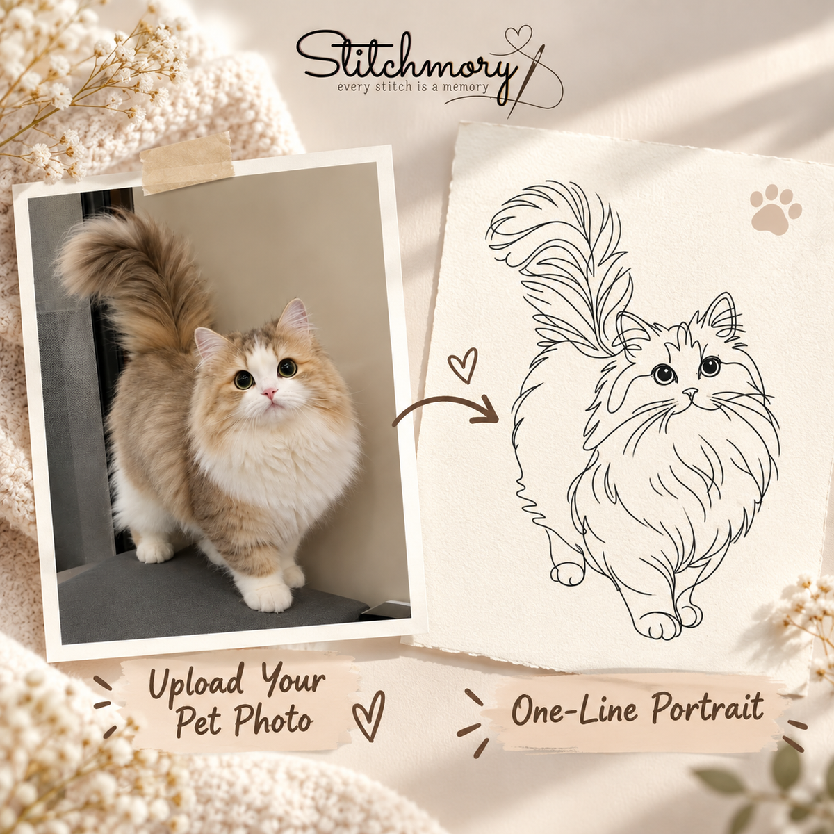 Custom Full Body Pet Outline Embroidered Sweatshirt | Personalized Dog & Cat Portrait