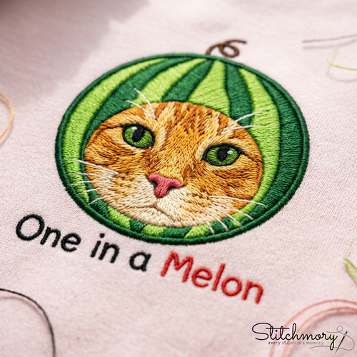 Custom One In A Melon Cat Embroidered Sweatshirt with Personalized Sleeve Name, Custom Watermelon Pet Sweatshirts