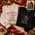 Our First Christmas Custom Couple Photo Embroidered Sweatshirt, Personalized Photo Matching Sweatshirts